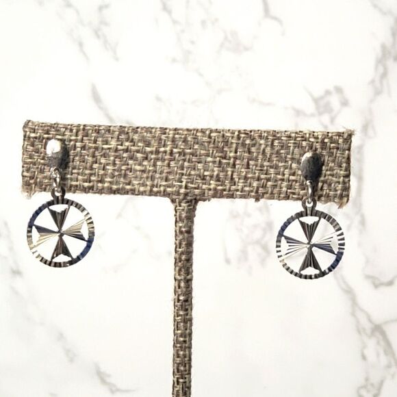 VINTAGE Silver-plated Maltese Cross Pierced Earrings - Picture 1 of 6
